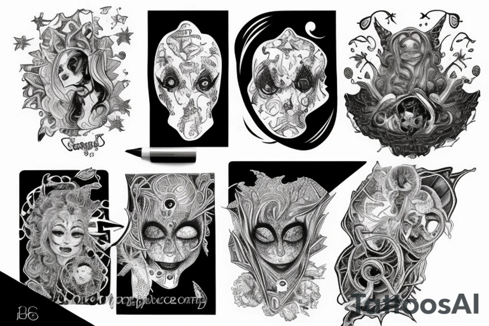 feminine mystique cosmic space wonder horror tattoo idea
