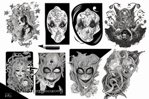 feminine mystique cosmic space wonder horror tattoo idea