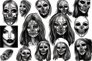 Hel, norse goddess face, half face rotten dead and skeletal, half face alive and well tattoo idea