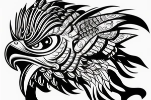 Eagle with a fish and cyborg chrome helmet tattoo idea