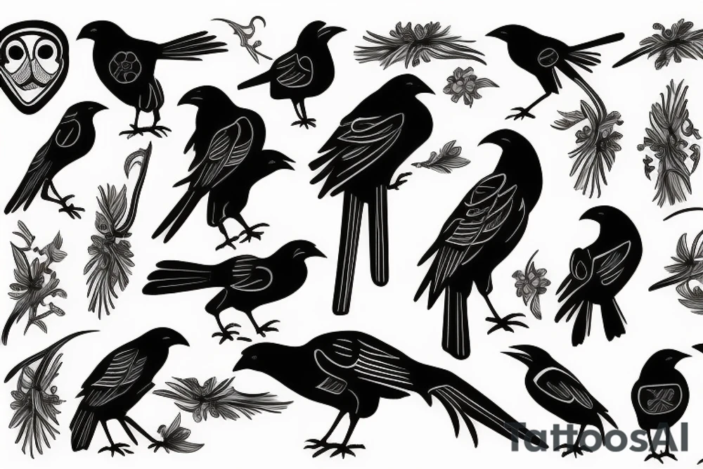 Traditional crow tattoo idea