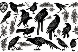 Traditional crow tattoo idea