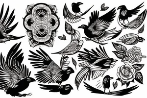 Traditional crow tattoo idea