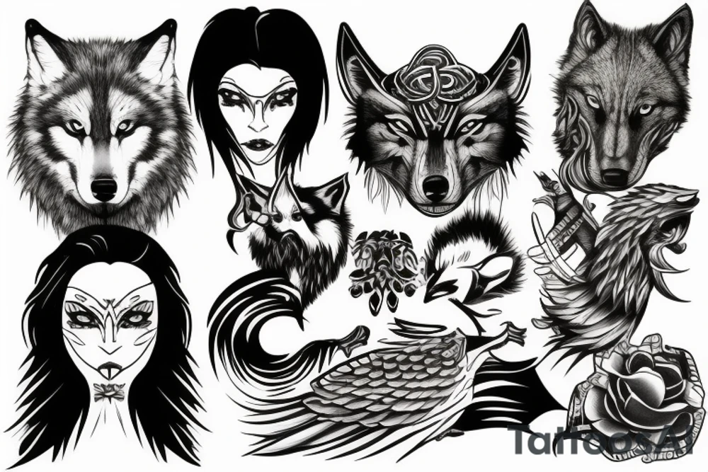 Odin
wolf
raven tattoo idea