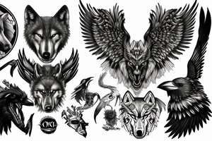 Odin, wolf, raven tattoo idea