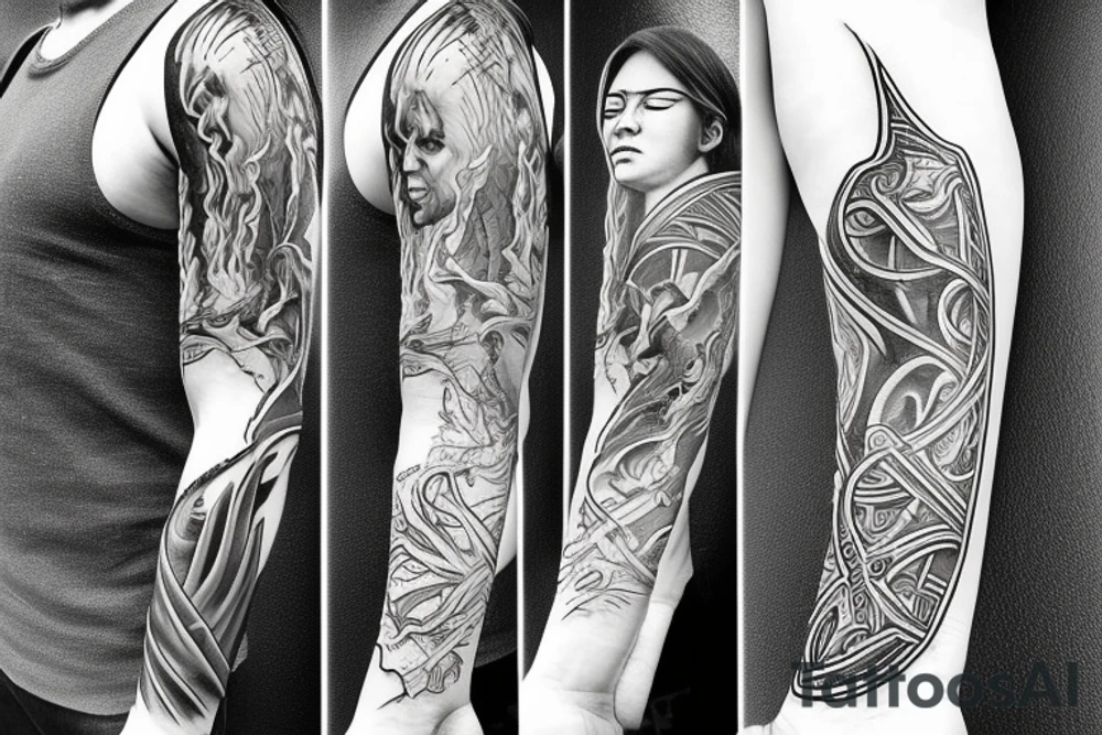 Sword with water flowing tattoo idea