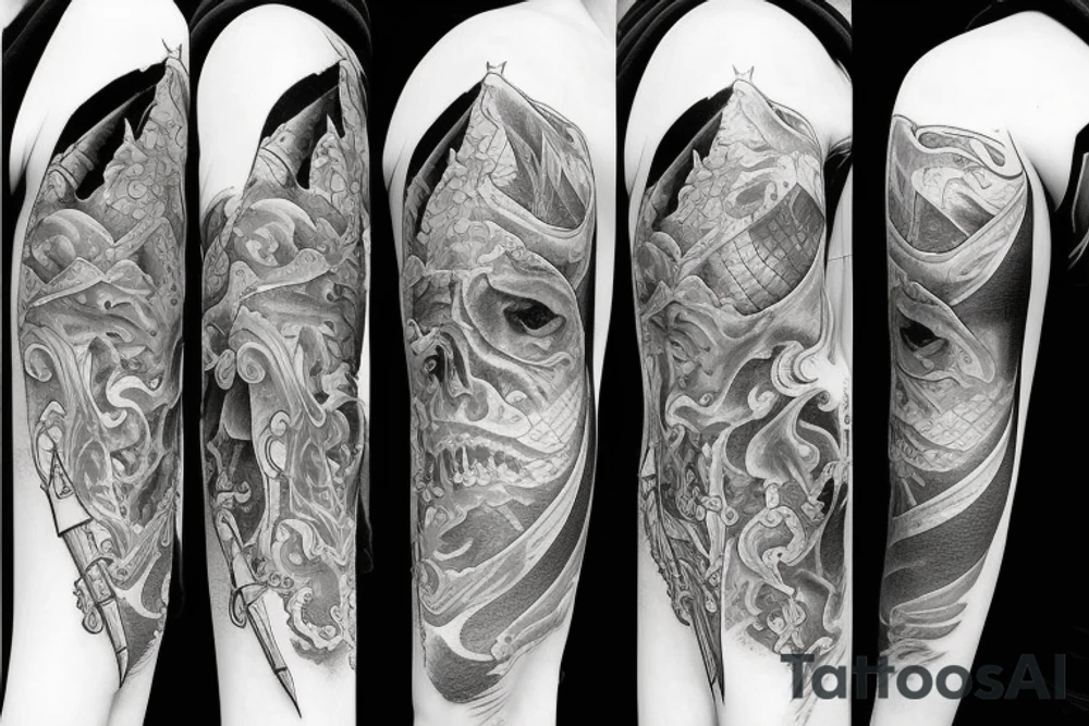 Sword with water flowing tattoo idea