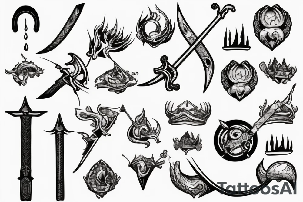 Sword with water flowing tattoo idea