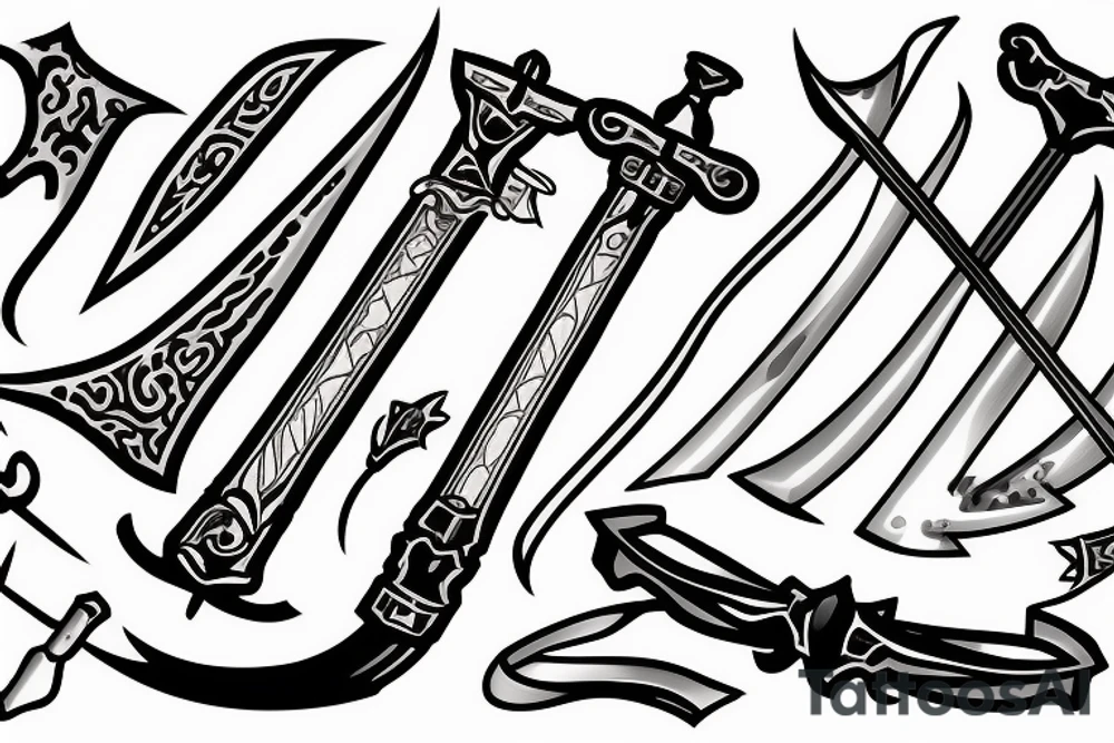 Sword with water flowing tattoo idea