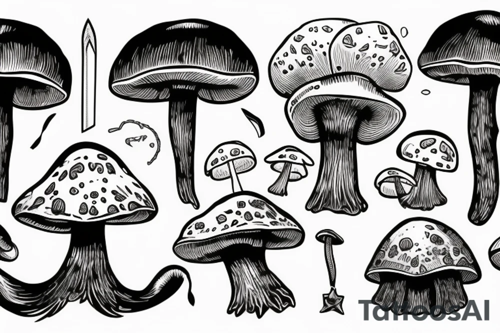 Mushroom sword tattoo idea