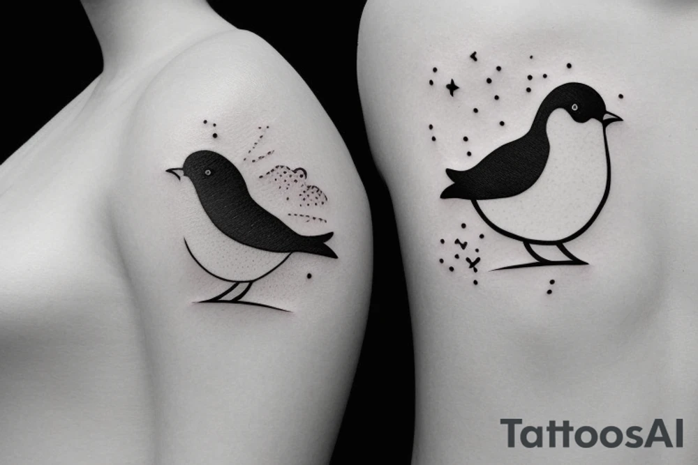 Chubby bird postage stamp tattoo idea