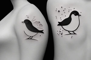 Chubby bird postage stamp tattoo idea