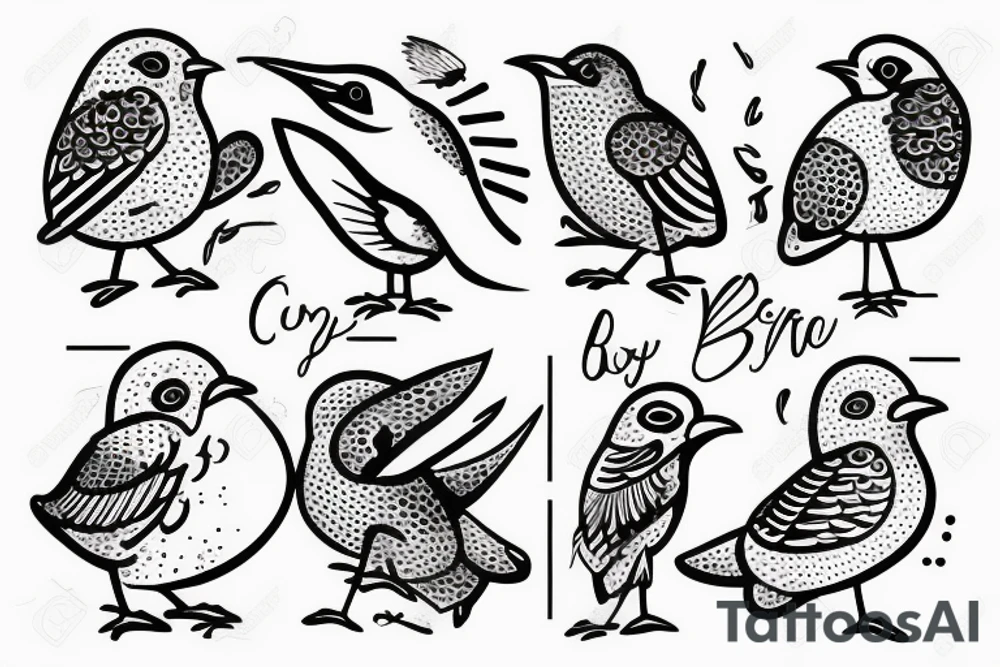 Chubby bird postage stamp tattoo idea