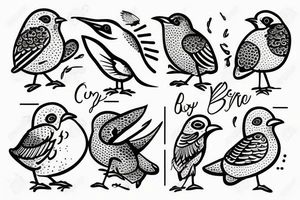 Chubby bird postage stamp tattoo idea