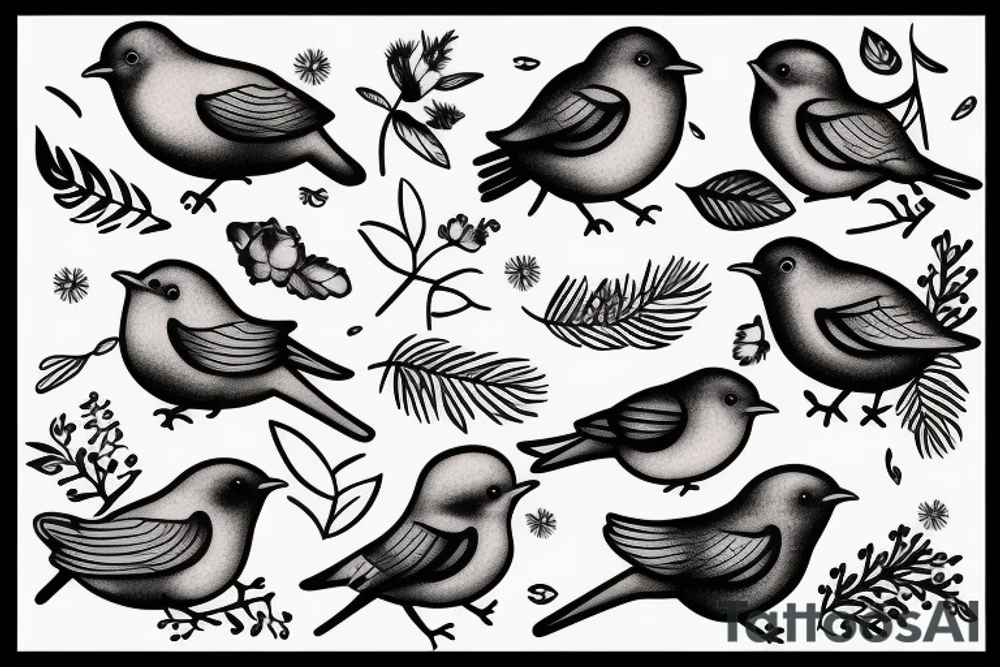 Chubby bird postage stamp tattoo idea