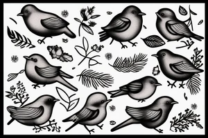 Chubby bird postage stamp tattoo idea