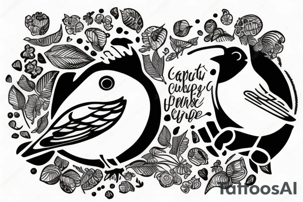 Chubby bird on postage stamp tattoo idea