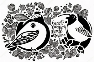 Chubby bird on postage stamp tattoo idea