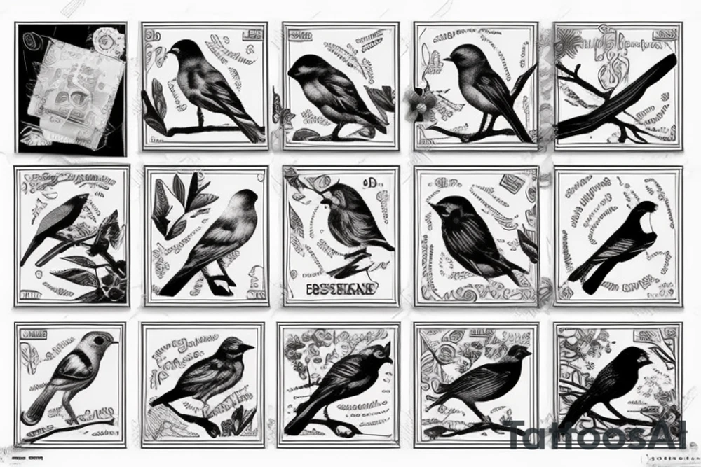 postage stamp bird tattoo idea