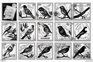 postage stamp bird tattoo idea