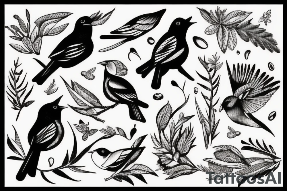 postage stamp bird tattoo idea