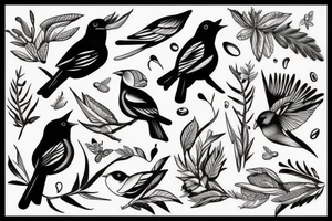 postage stamp bird tattoo idea
