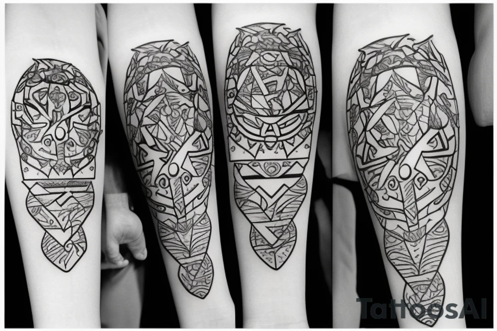 little red  on arm symbols tattoo idea