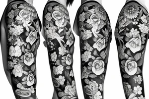 full sleeve design with flowers for a female tattoo idea