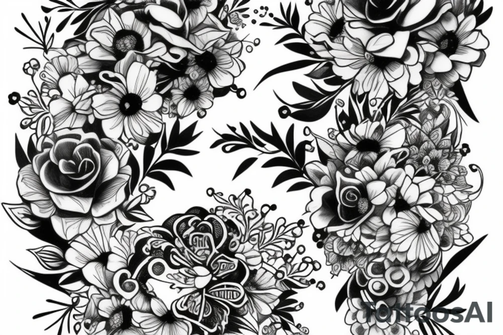 full sleeve design with flowers for a female tattoo idea