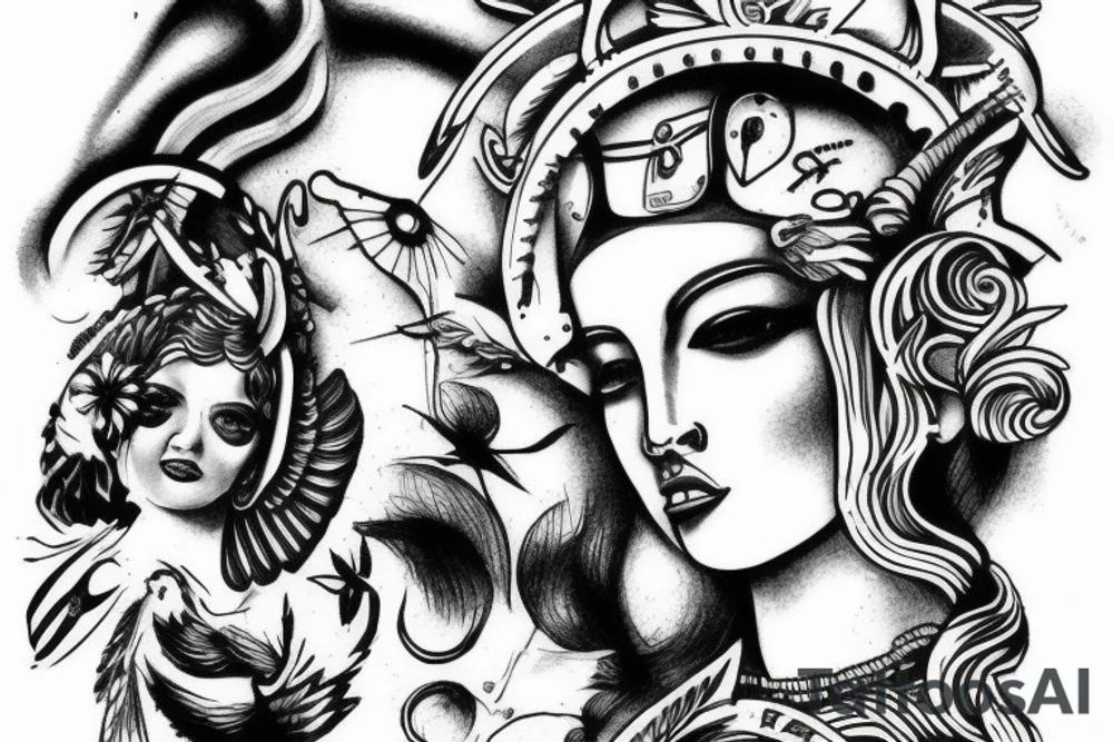 Athena watching over tattoo idea