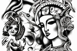 Athena watching over tattoo idea
