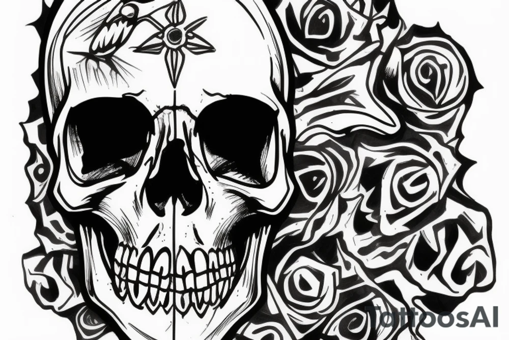 Skull with a hood tattoo idea