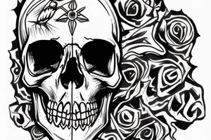 Skull with a hood tattoo idea