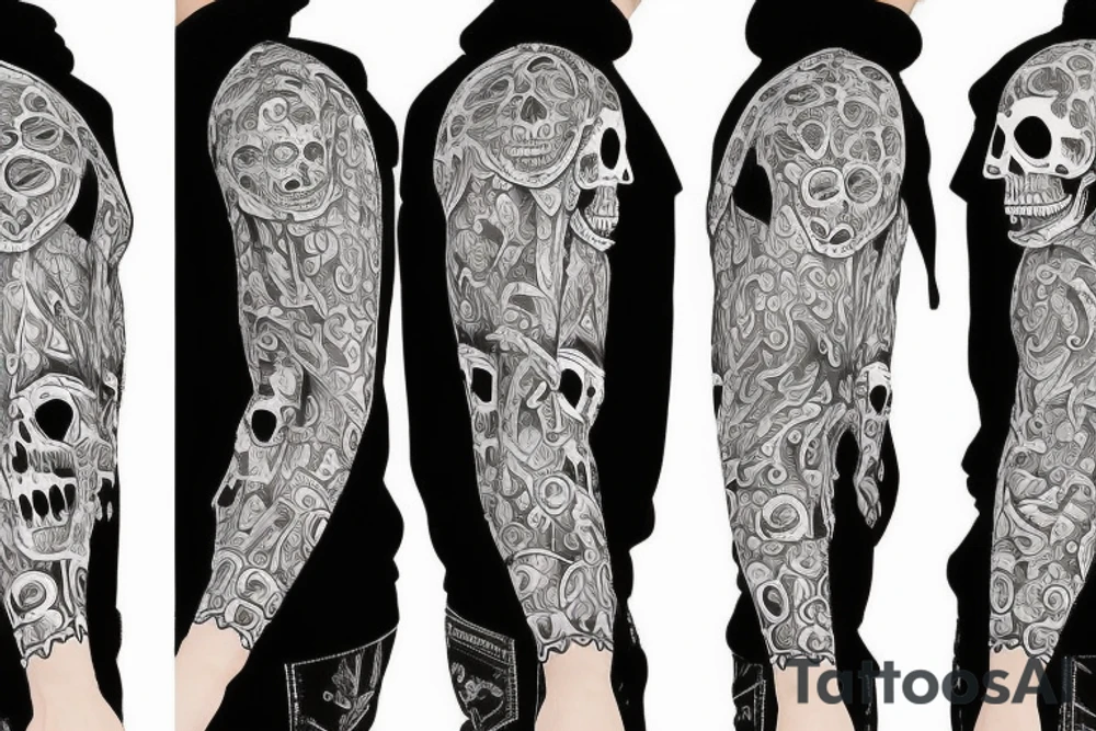 skeleton dressed with a hood tattoo idea