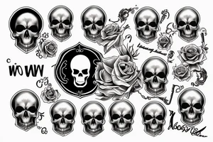 A skull along with a bill and a card with an Ace containing the phrase Born to lose life to win tattoo idea