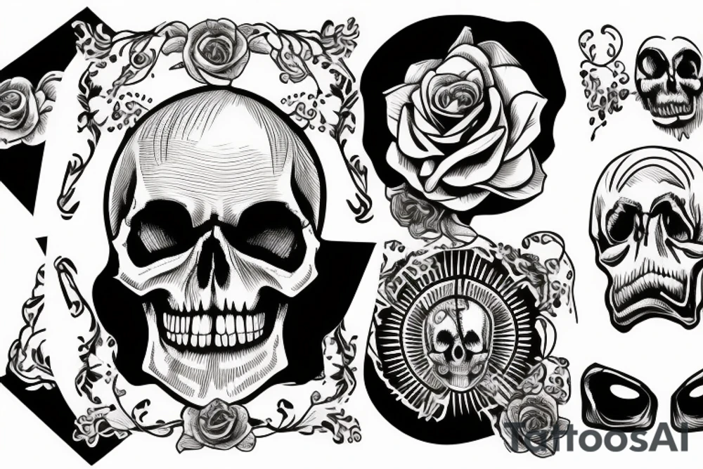 A skull along with a bill and a card with an Ace containing the phrase Born to lose life to win tattoo idea
