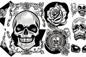 A skull along with a bill and a card with an Ace containing the phrase Born to lose life to win tattoo idea