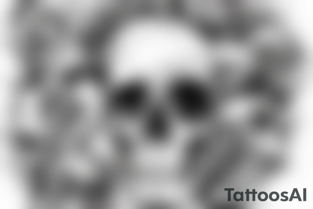 A skull with a phrase Born to lose live to win tattoo idea