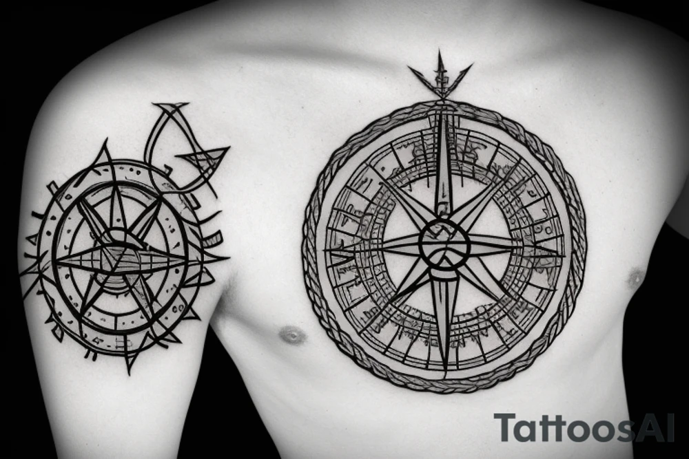 Hale Vegvisir and hall compass nordic sur roi des by boat rope tattoo idea