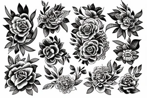 Flower sketch tattoo with hidden One Piece designs tattoo idea
