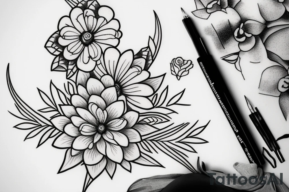 Flower sketch tattoo with hidden One Piece designs tattoo idea Flower sketch tattoo with hidden One Piece designs tattoo idea