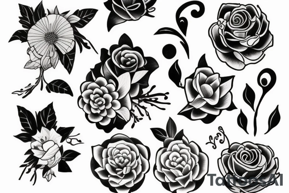Flower sketch tattoo with hidden One Piece designs tattoo idea Flower sketch tattoo with hidden One Piece designs tattoo idea