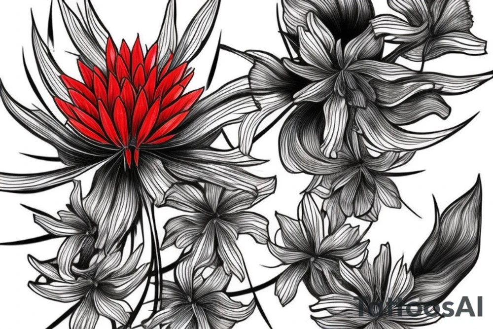 red spider lily flower koi fish tattoo idea