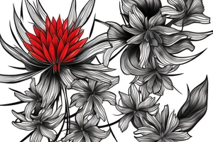 red spider lily flower koi fish tattoo idea