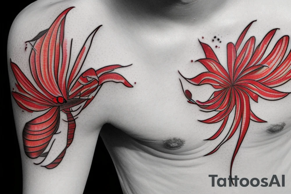 red spider lily flower koi fish tattoo idea