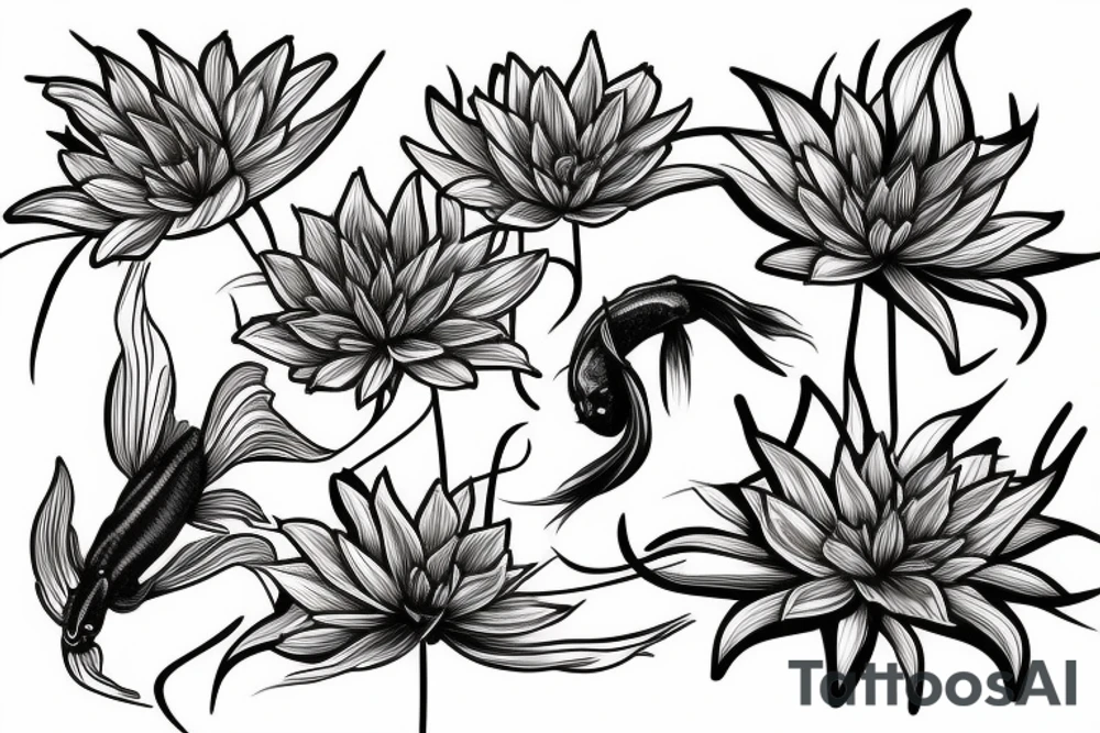 red spider lily flower koi fish tattoo idea