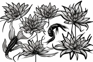 red spider lily flower koi fish tattoo idea