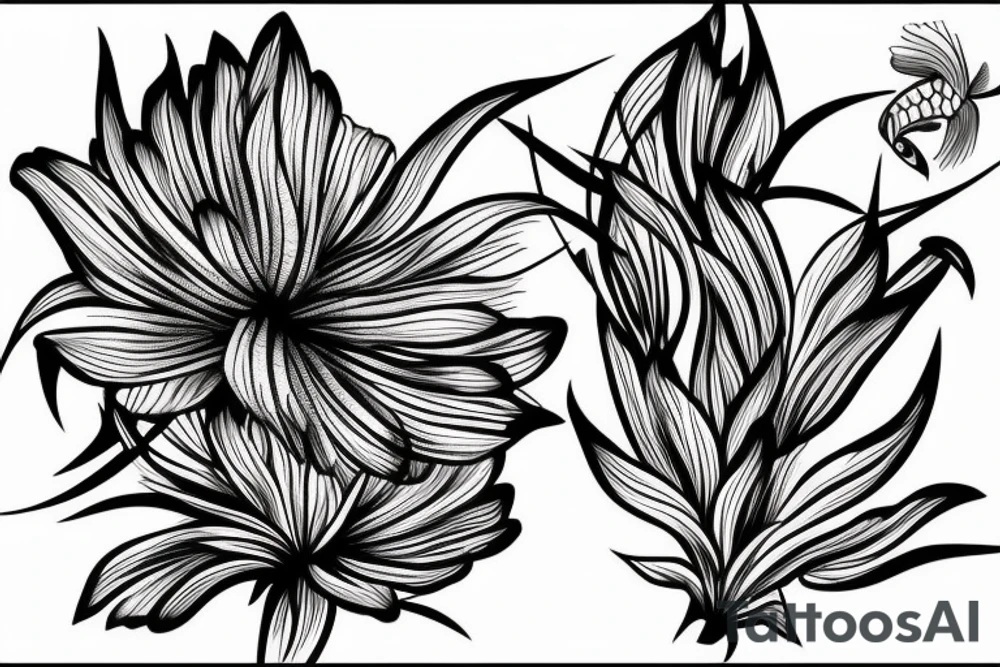 red spider lily flower koi fish tattoo idea