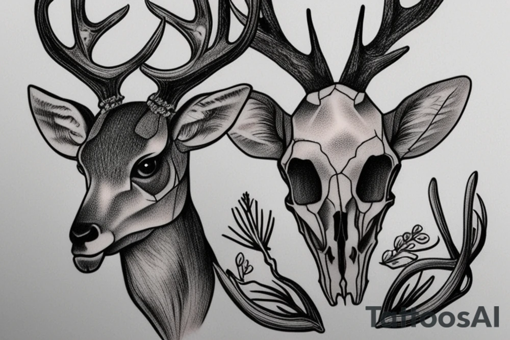 Realistic deer Skull tattoo idea