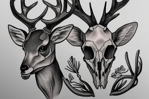 Realistic deer Skull tattoo idea